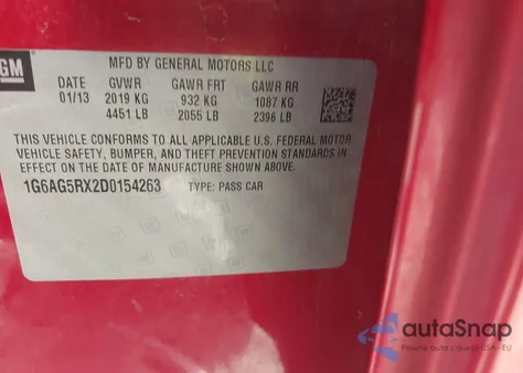 2013 Cadillac Ats Standard from USA, damaged, VIN 1G6AG5RX2D0154263